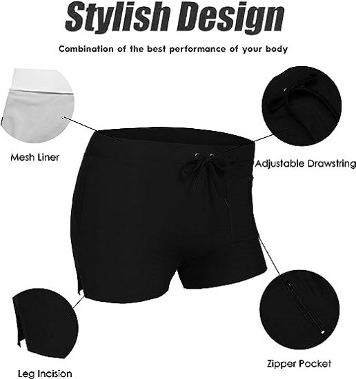 Mens Swim Trunk Bathing Suit Swim Brief Square Leg Board Short